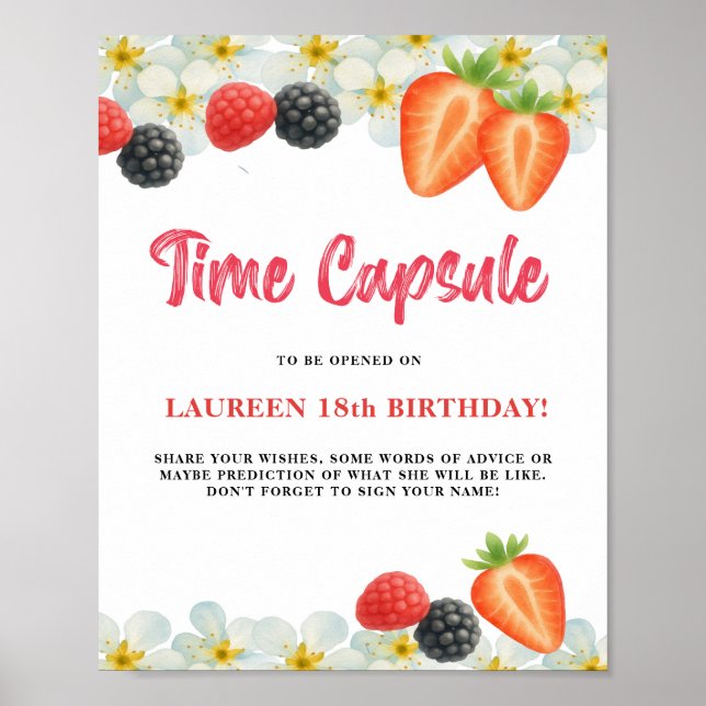 Póster Time Capsule First Birthday Sign Poster (Frente)