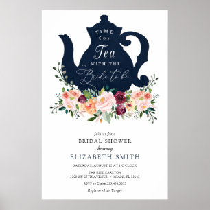Póster Time for Tea Bridal Shower Welcome Sign