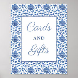 Póster Timeless Blue White Cards And Gifts Bridal Shower