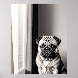 Póster Timeless Pug Dog Portrait Poster