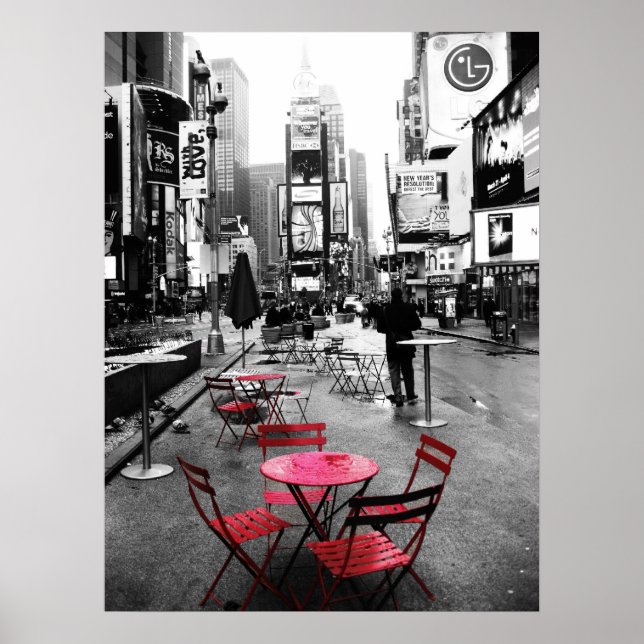 Póster Times Square Black White & Red (Frente)