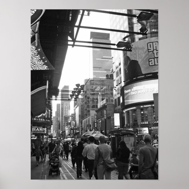 Póster Times Square NYC Fotografía en blanco y negro (Frente)