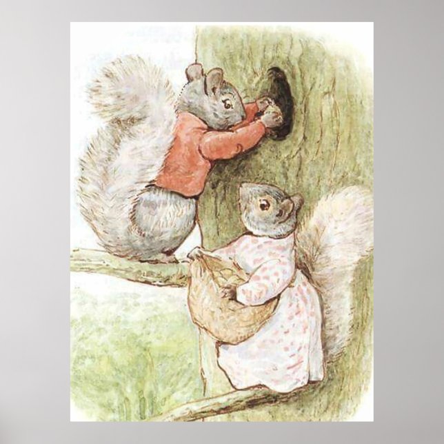 Póster Timmy Tiptoes y Goody Squirrel por Beatrix Potter (Frente)