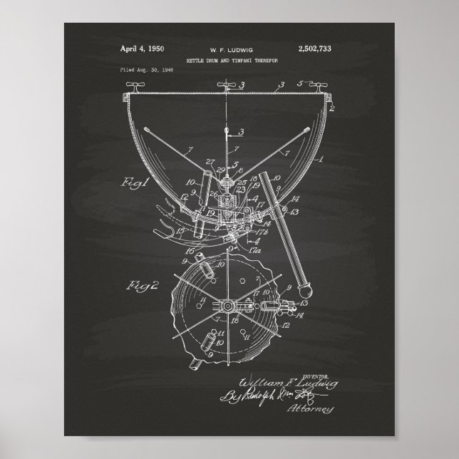 Póster Timpani 1950 Patent Art - Chalkboard (Frente)