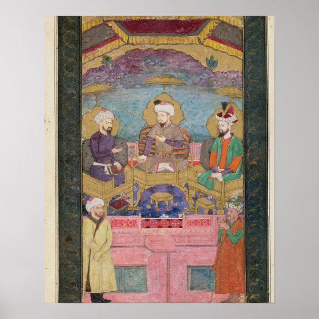 Póster Timur (1336-1405), Babur (1483-1530, r.1526-30) y (Frente)