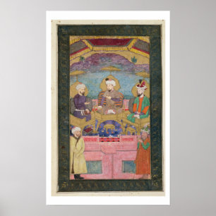 Póster Timur (1336-1405), Babur (1483-1530, r.1526-30) y