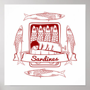 Póster Tin de sardinas pop art
