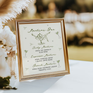 Póster Tini bit más viejo Quirky mano dibujada Martini Ba