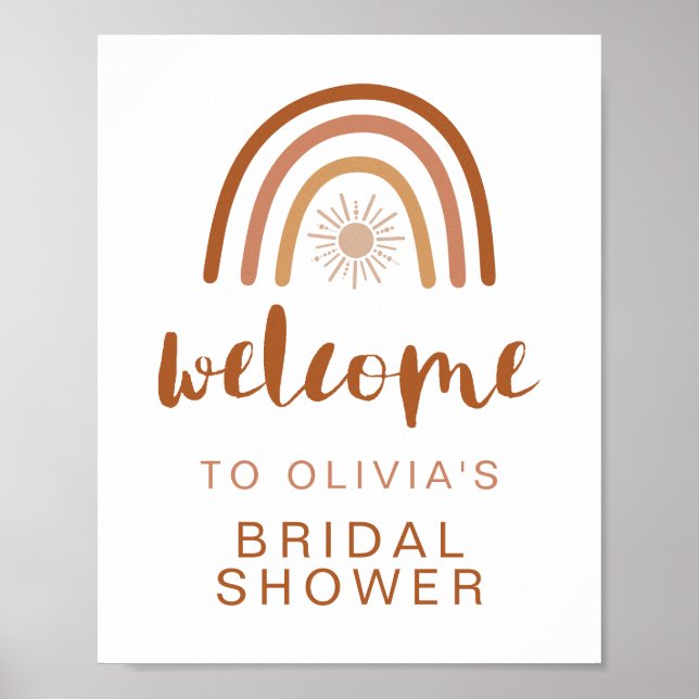 Póster TINLEY Boho Terracotta Rainbow Sun Bridal Shower (Frente)