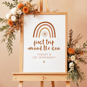 Póster TINLEY Boho Terracotta Sol arcoiris Primer cumplea