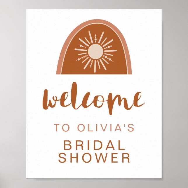 Póster TINLEY Boho Terracotta Sun Rainbow Bridal Shower (Frente)