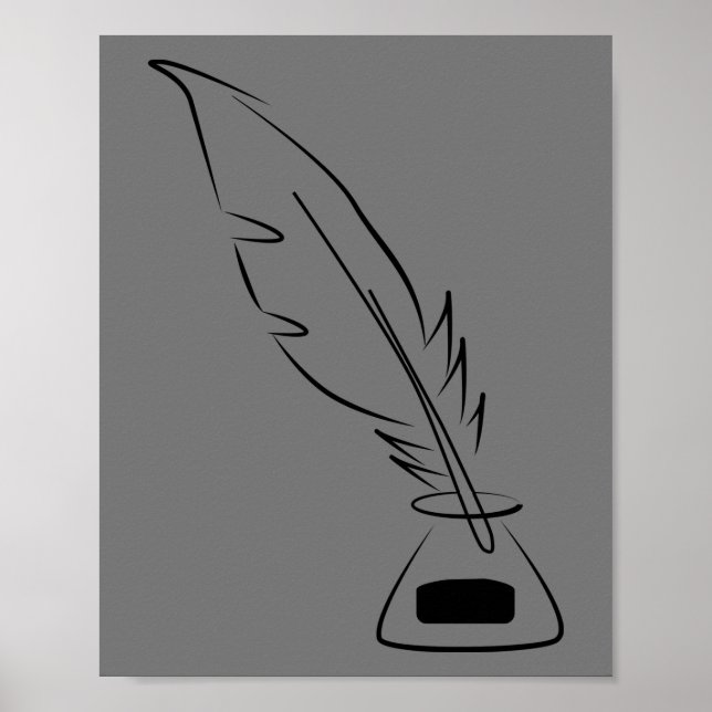 Póster tinta abstracta de plumas para dibujar frascos (Frente)