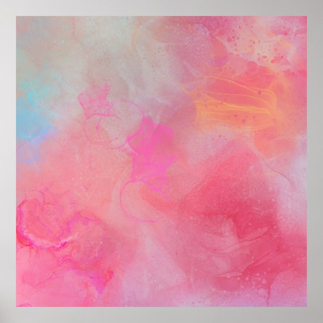 Póster Tinta acuarela rosa Pretty Stylish (Frente)