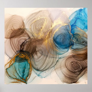 Póster Tinta Alcohólica, Abstracto Mineral Blanqueado.