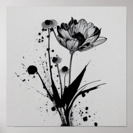 Póster "Tinta de Blooming" - Pintura de flores de bolas d