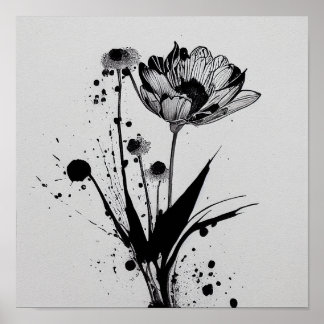 Póster "Tinta de Blooming" - Pintura de flores de bolas d