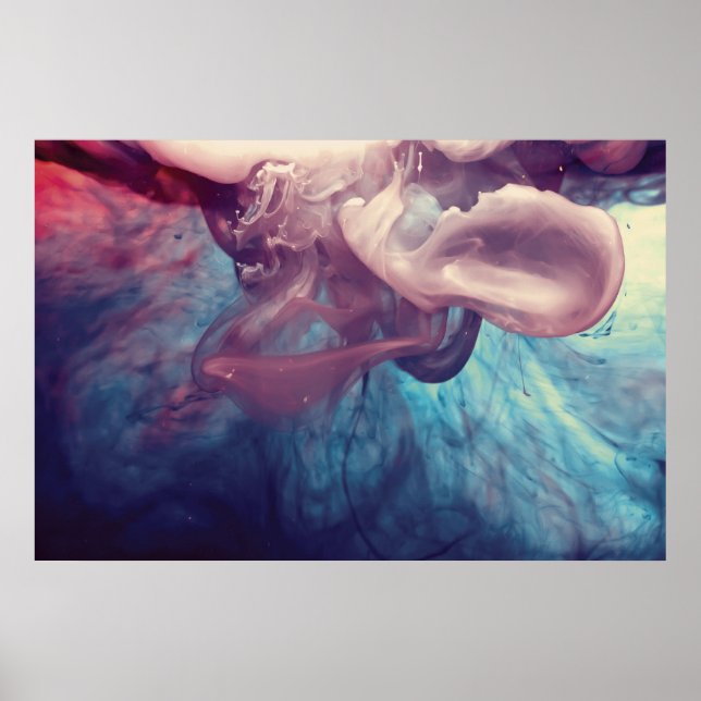 Póster Tinta en la fotografía de resumen de agua (Frente)