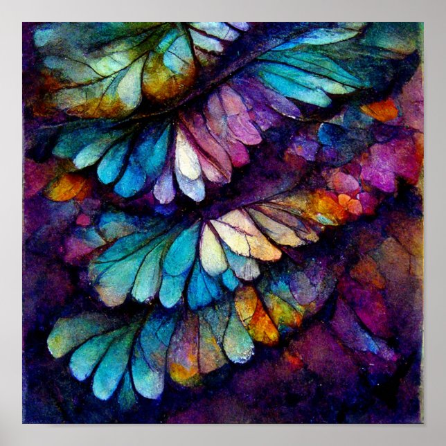 Póster Tinta Floral Rainbow Alcohol (Frente)