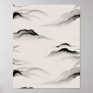 Póster Tinta Sumi Abstracta Lavado Zen Papel de Arroz Min