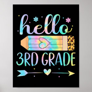 Póster Tinte atado 3er grado Ck a la escuela Hola tercer 