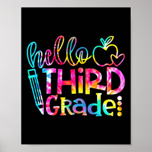 Póster Tinte Tie Hola Profesor de 3er Grado Estudiante By