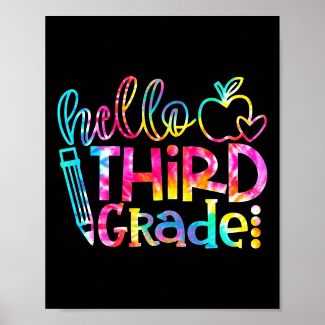 Póster Tinte Tie Hola Profesor de 3er Grado Estudiante By (Frente)