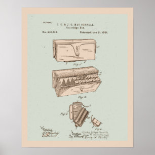 Póster Tinted Vintage Ammo Cartridge Box Patent Poster