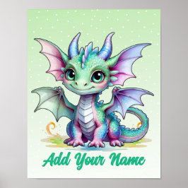 Póster Tiny Wings Dragon – Personalized Kids Wall Art