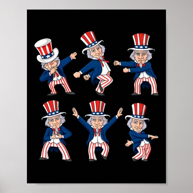 Póster Tío Bailarín Sam 4 De Julio Desafío De Baile Niños (Frente)