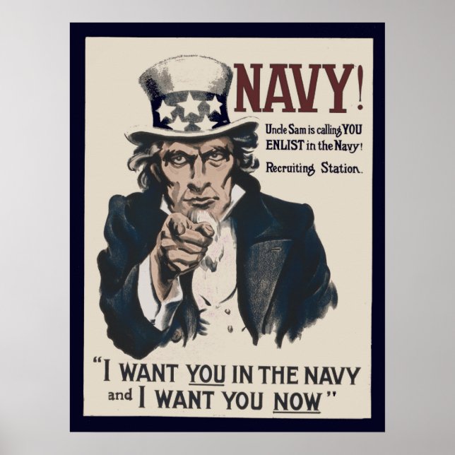 Póster Tío de época Sam Navy Poster de reclutamiento de l (Frente)