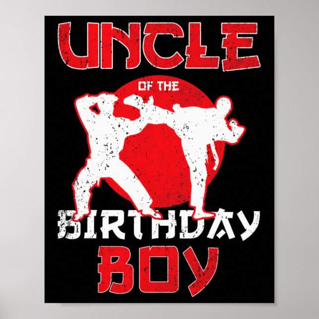 Póster Tío Del Cumpleaños Karate Taekwondo Boy Martial (Frente)