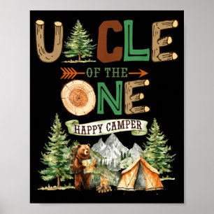 Póster Tío del feliz campista 1er cumpleaños de camping