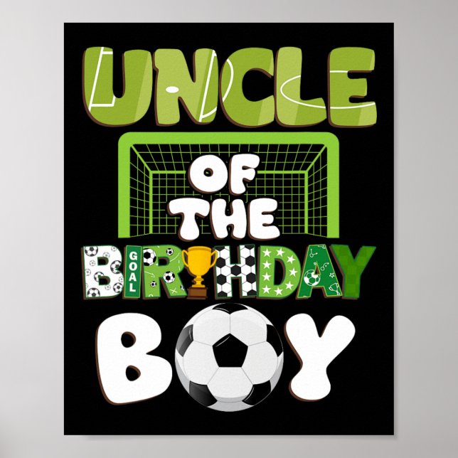 Póster Tío Del Niño De Cumpleaños Familia De Fútbol Fiest (Frente)