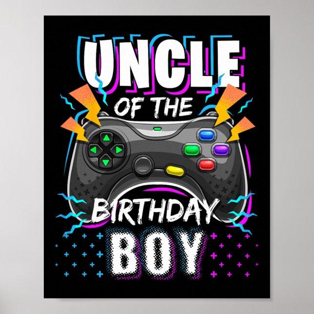 Póster Tío Del Niño De Cumpleaños Que Coincide Con El Nac (Frente)