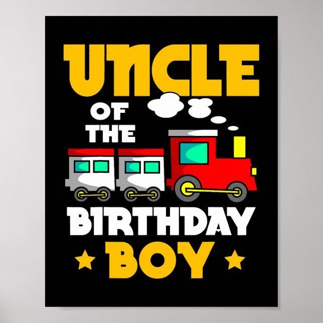 Póster Tío Del Niño De Cumpleaños Tren Ferrocarril Bday C (Frente)