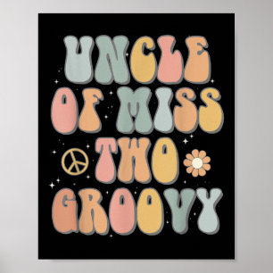 Póster Tío Dos Groovy Segundo Día de Cumpleaños Retro 2do