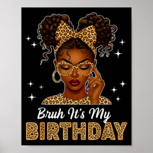 Póster Tío Es Mi Cumpleaños Afro Chica Negra Mujer Chica