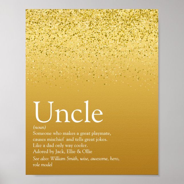 Póster Tío Funcle Moderno Definición Oro Glitter Glam (Frente)
