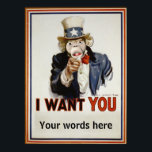 Póster Tío Monkey Sam<br><div class="desc">Edite el texto para crear su propio mensaje,  o elimínelo sólo para que alguien sepa que se quiere.</div>