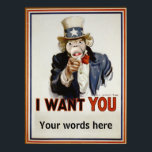 Póster Tío Monkey Sam<br><div class="desc">Edite el texto para crear su propio mensaje,  o elimínelo sólo para que alguien sepa que se quiere.</div>