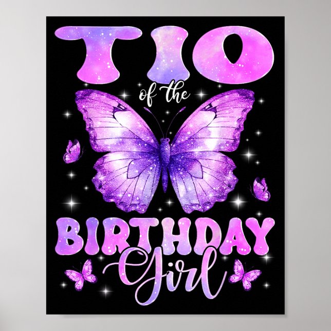 Póster Tio Of The Birthday Girl Butterfly Funny Family  (Frente)