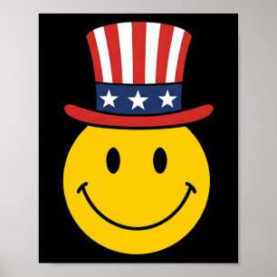 Póster Tío Sam Cara Sonriente Patriótico Americano Usa Añ