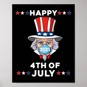 Póster Tío Sam En Una Máscara El 4 De Julio De 2021 Niños