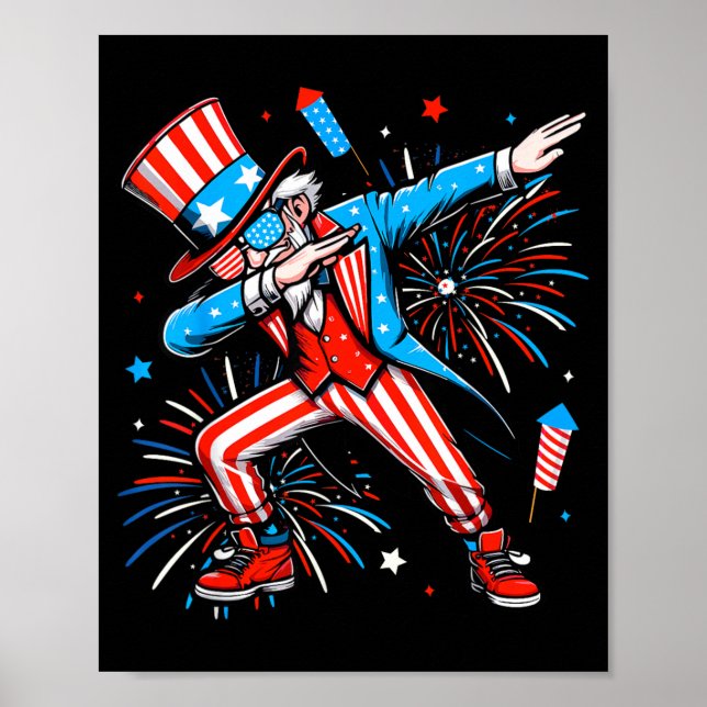 Póster Tío Sam haciendo dab el Día de la Independencia Ba (Frente)