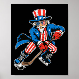 Póster Tío Sam Hockey Bandera Americana Usa Deporte 4 De 