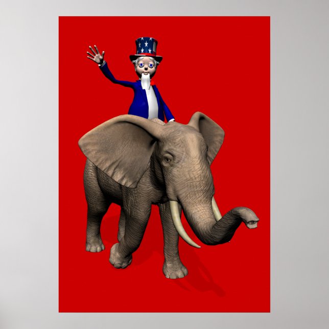 Póster Tío Sam Montando En Elefante (Frente)