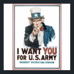 Póster Tío Sam Poster, Estados Unidos. Te quiero para los<br><div class="desc">Tío Sam Poster,  Estados Unidos. Te quiero para el ejército de EE.UU. James Montgomery Flagg,  1917.</div>