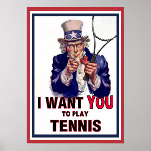 Póster ¡Tío Sam quiere que juegues al tenis!