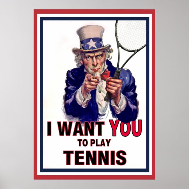 Póster ¡Tío Sam quiere que juegues al tenis! (Frente)