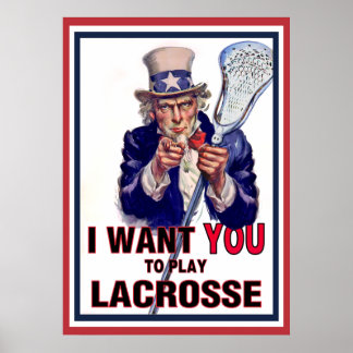 Póster Tío Sam quiere que juegues Lacrosse